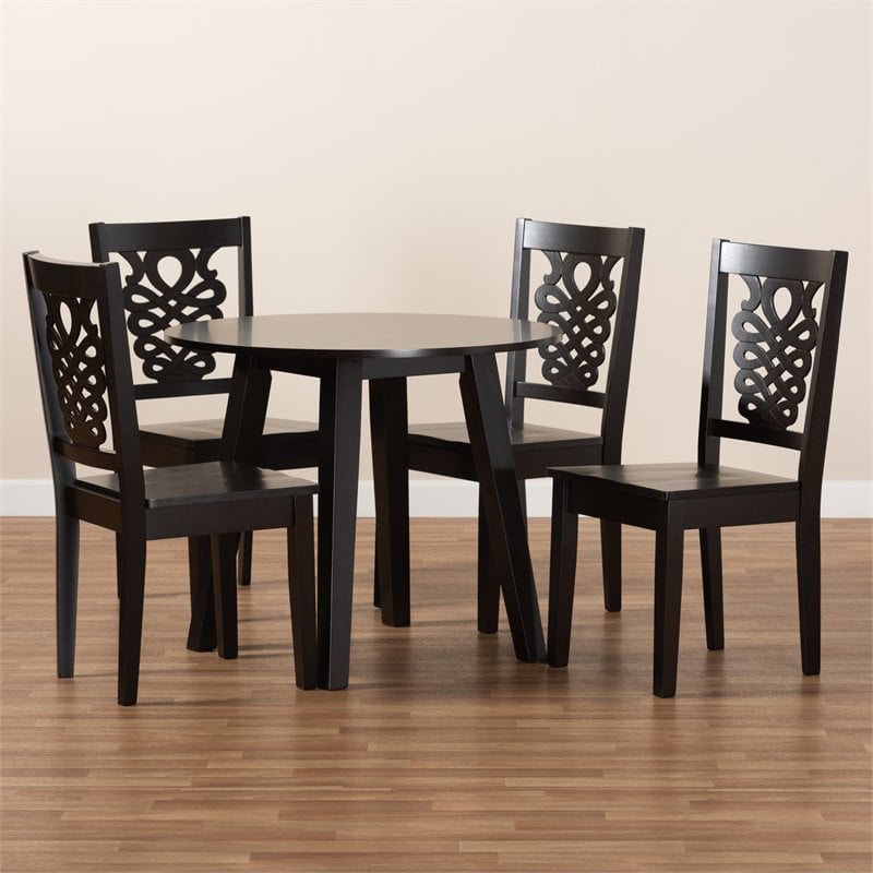 Bowery Hill Transitional Dark Brown Finished Wood 5-Piece Dining Set