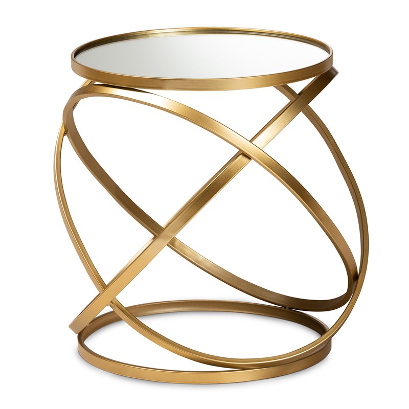 Bowery Hill Gold Finished Metal and Mirrored Glass End Table