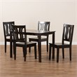 Bowery Hill Transitional Dark Brown Finished Wood 5-Piece Dining Set