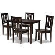 Bowery Hill Transitional Dark Brown Finished Wood 5-Piece Dining Set