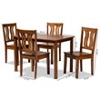 Bowery Hill Transitional Walnut Brown Finished Wood 5-Piece Dining Set