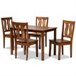 Bowery Hill Transitional Walnut Brown Finished Wood 5-Piece Dining Set