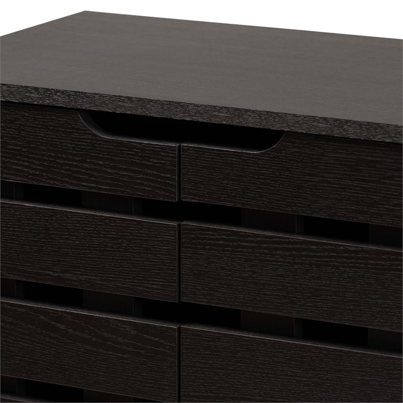 Bowery Hill Dark Brown Finished Wood 2-Door Shoe Storage Cabinet