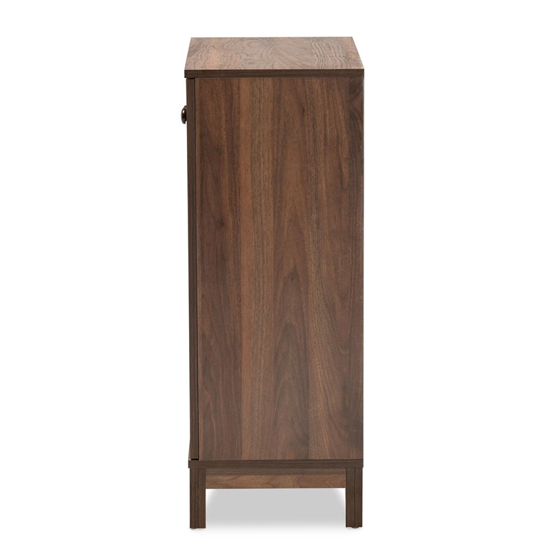 Bowery Hill Walnut Brown Finished Wood 2-Door Shoe Storage Cabinet