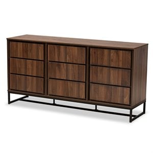 Bowery Hill Brown Finished Wood and Black Metal Dining Room Buffet