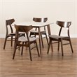 Bowery Hill Beige Finished Wood 5-Piece Dining Set with Table