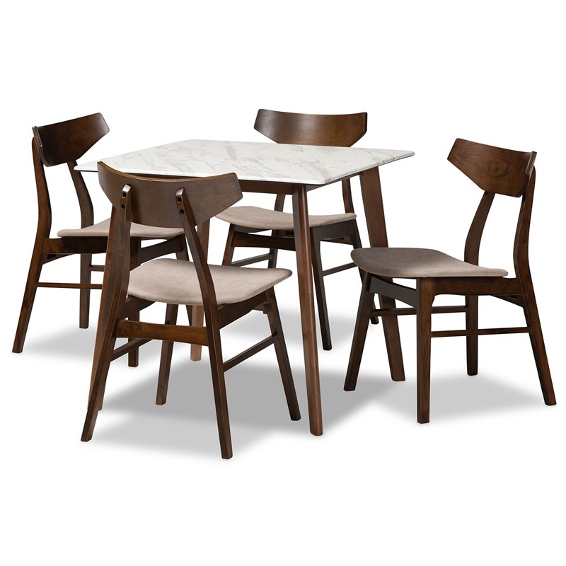 Bowery Hill Beige Finished Wood 5-Piece Dining Set with Table