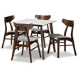 Bowery Hill Grey Finished Wood 5-Piece Dining Set with Table