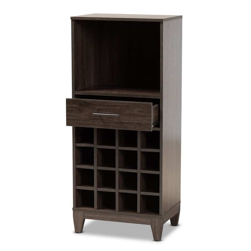 Bowery Hill Brown Finished Wood and Gold Finished Wine Cabinet