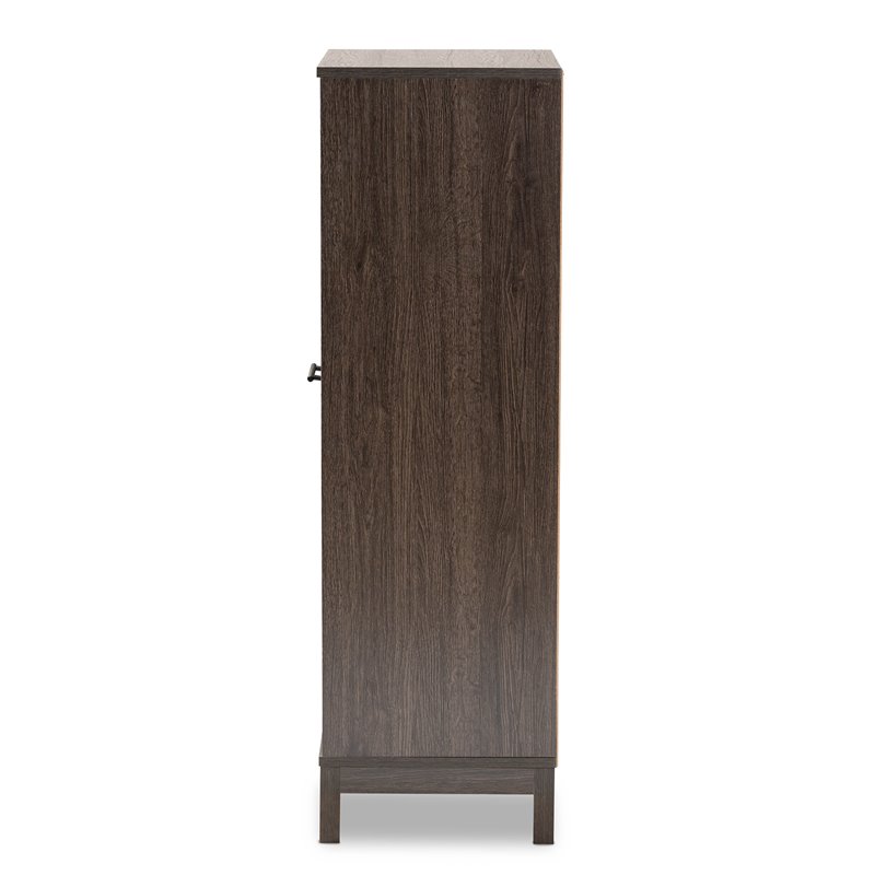 Bowery Hill Brown Finished Wood and Gold Finished Wine Cabinet