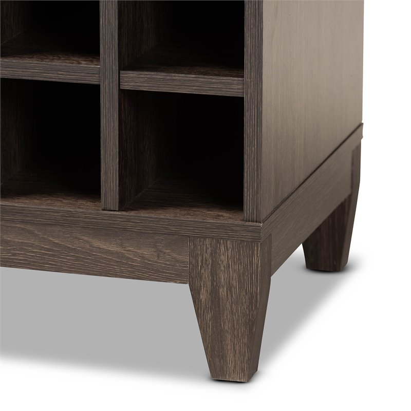 Bowery Hill Brown Finished Wood and Gold Finished Wine Cabinet