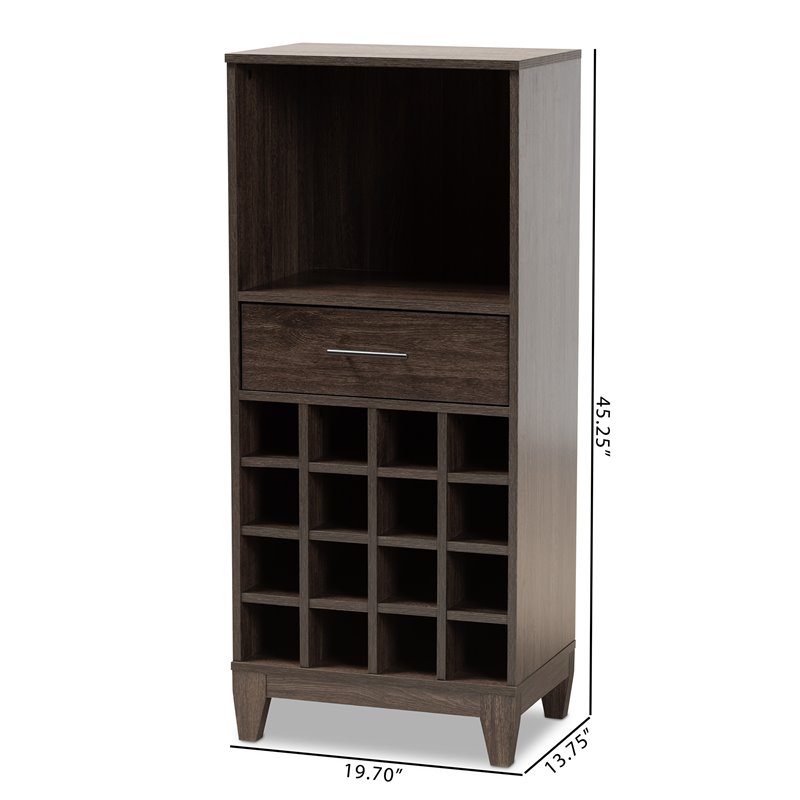 Bowery Hill Brown Finished Wood and Gold Finished Wine Cabinet