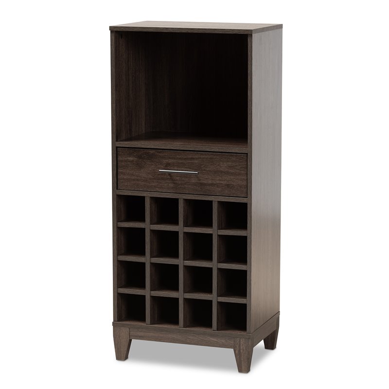Bowery Hill Brown Finished Wood and Gold Finished Wine Cabinet