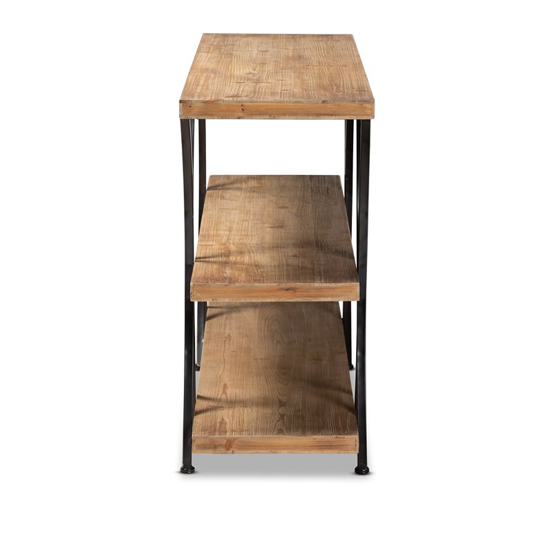 Bowery Hill Brown Finished Wood and Black Finished Metal Console Table