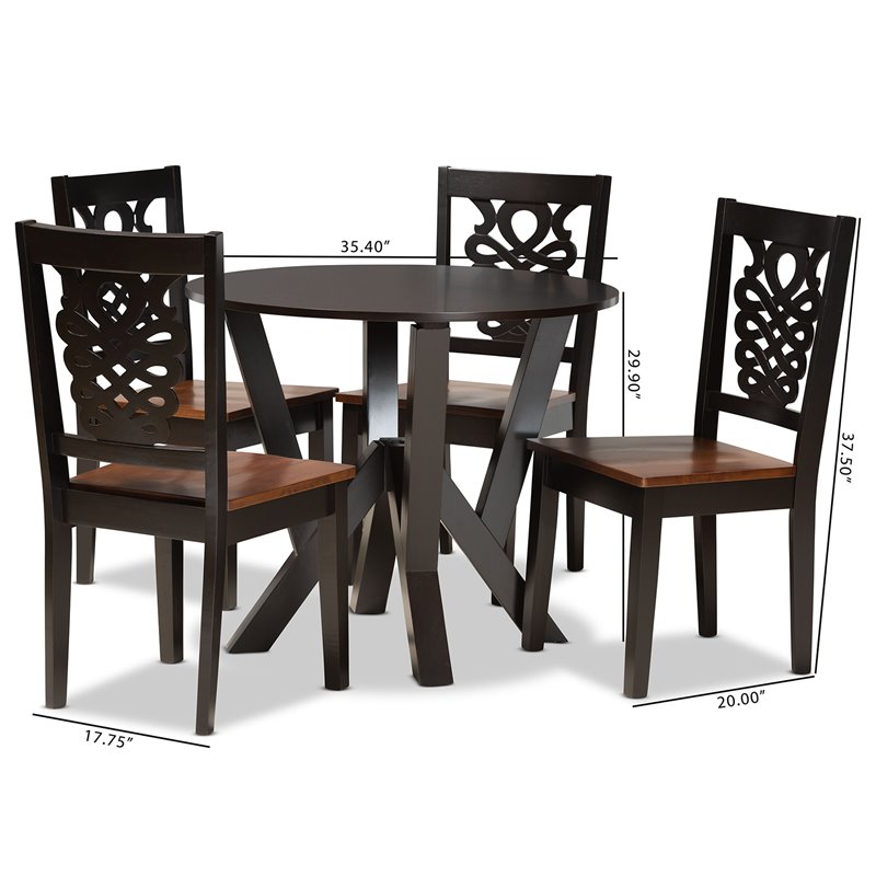 Bowery Hill Two-Tone Brown Finished Wood 5-Piece Dining Set