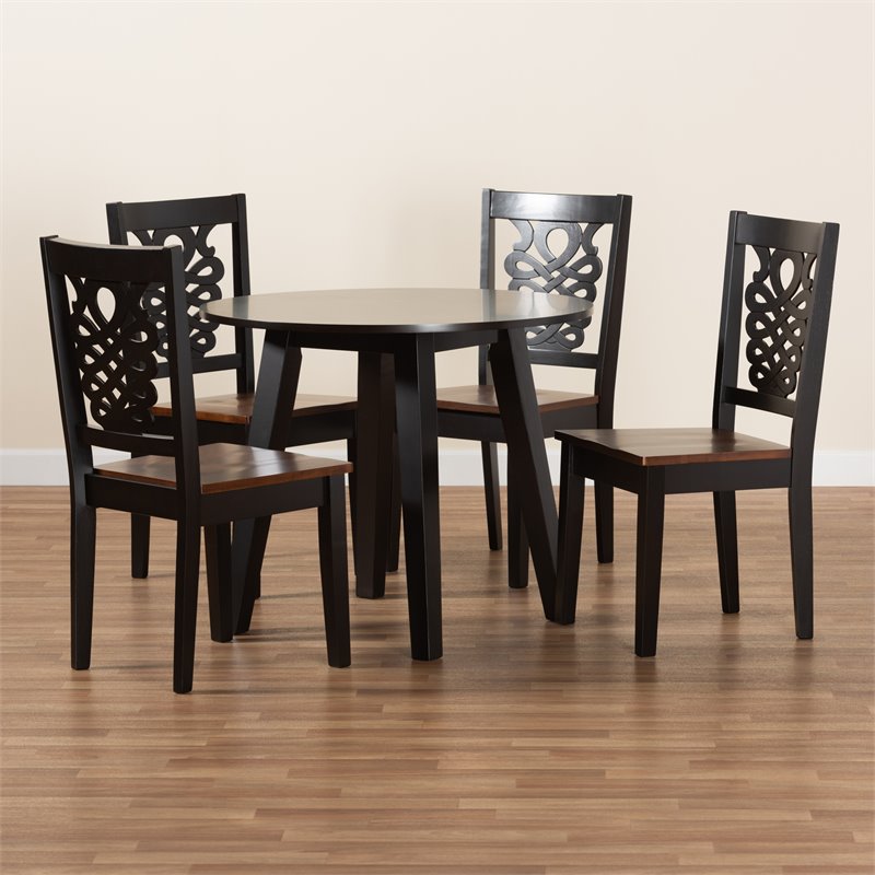 Bowery Hill Two-Tone Brown Finished Wood 5-Piece Dining Set