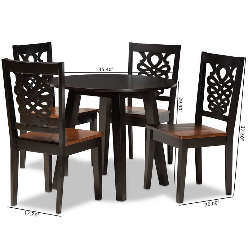 Bowery Hill Two-Tone Brown Finished Wood 5-Piece Dining Set