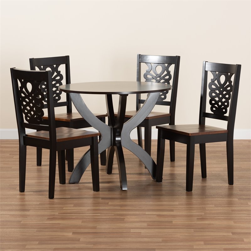 Bowery Hill Two-Tone Brown Finished Wood 5-Piece Dining Set