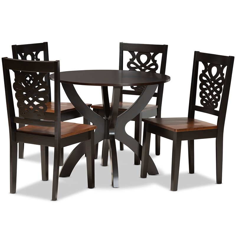 Bowery Hill Two-Tone Brown Finished Wood 5-Piece Dining Set