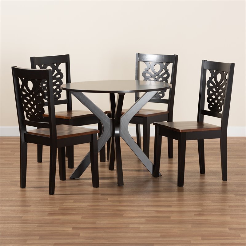Bowery Hill Two-Tone Brown Finished Wood 5-Piece Dining Set