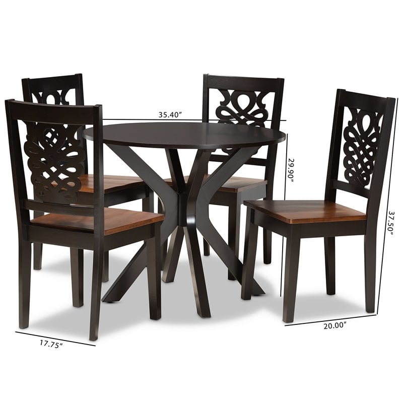 Bowery Hill Two-Tone Brown Finished Wood 5-Piece Dining Set