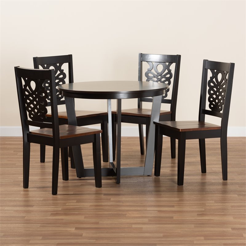 Bowery Hill Two-Tone Brown Finished Wood 5-Piece Dining Set