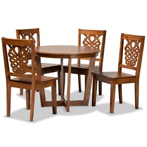 Bowery Hill Walnut Brown Finished Wood 5-Piece Dining Set