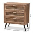 Bowery Hill 3-Drawer Mid-Century Wood Storage Cabinet in Brown