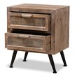 Bowery Hill Brown Finished Wood and Rattan 2-Drawer Nightstand