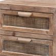 Bowery Hill Brown Finished Wood and Rattan 2-Drawer Nightstand