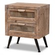 Bowery Hill Brown Finished Wood and Rattan 2-Drawer Nightstand