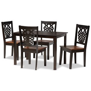 Bowery Hill Two-Tone Brown Finished Wood 5-Piece Dining Set