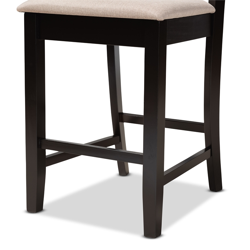 Bowery Hill Dark Brown Finished Wood 2-Piece Counter Stool Set