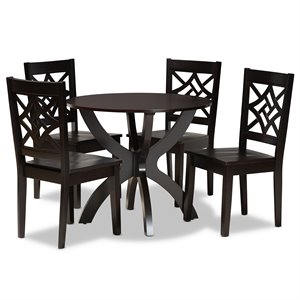 Bowery Hill Dark Brown Finished Wood 5-Piece Dining Set
