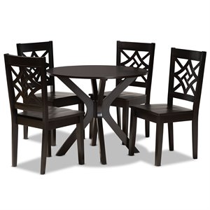 Bowery Hill Dark Brown Finished Wood 5-Piece Dining Set