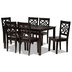 Bowery Hill Dark Brown Finished Wood 7-Piece Dining Set