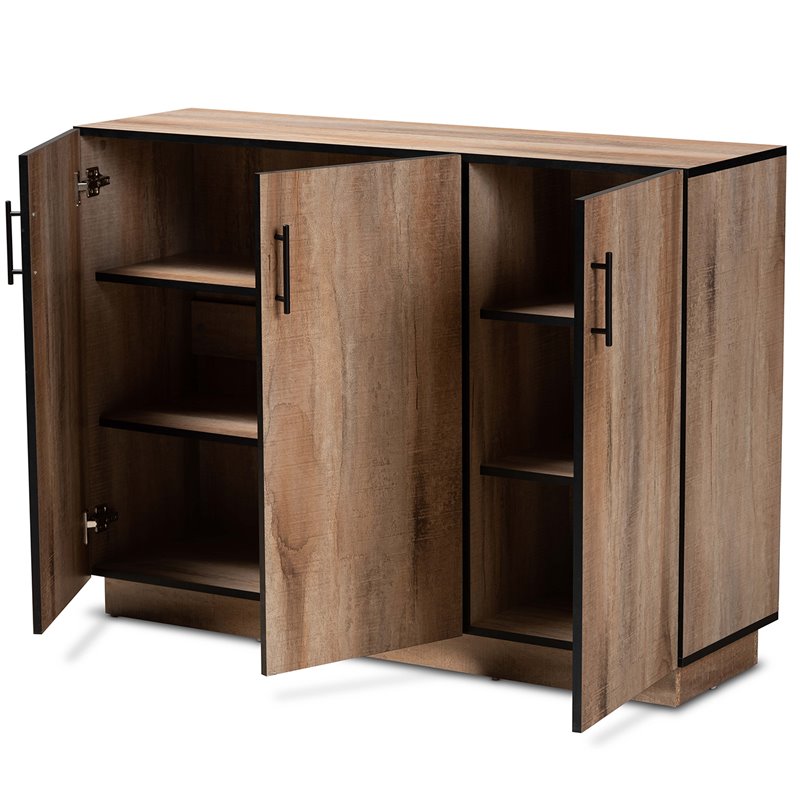 Bowery Hill Oak Finished Wood 3-Door Dining Room Sideboard Buffet