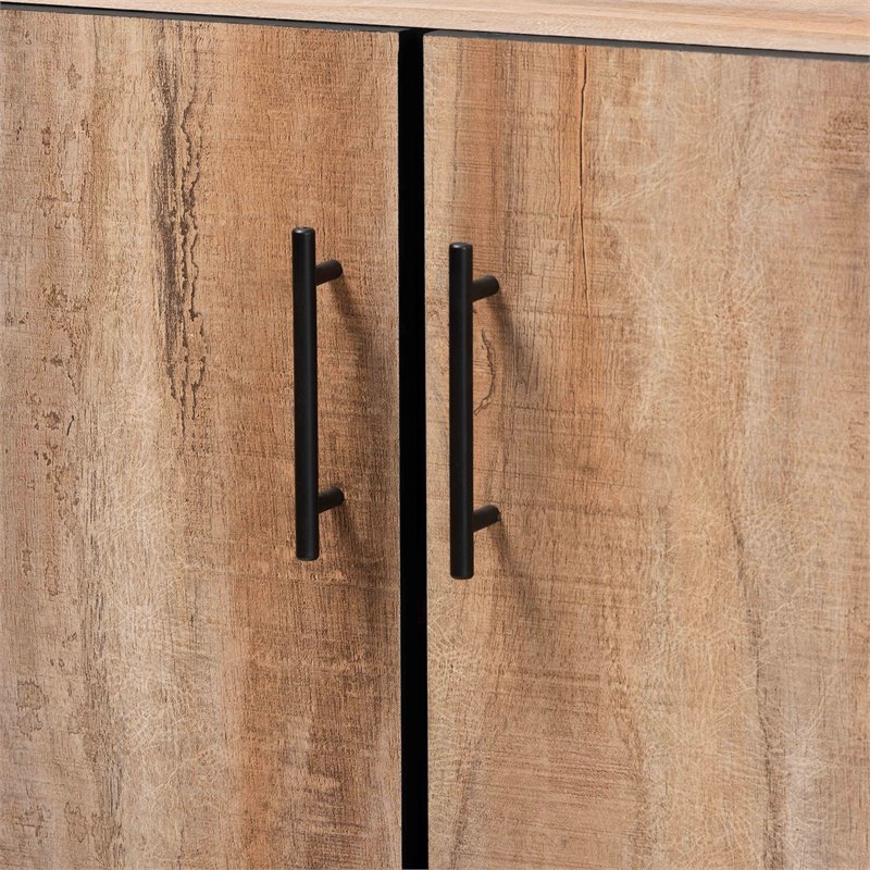 Bowery Hill Oak Finished Wood 3-Door Dining Room Sideboard Buffet