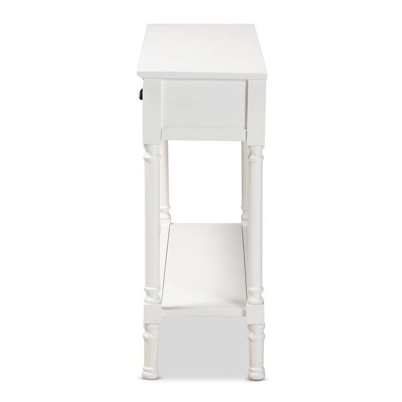 Bowery Hill White Finished Wood 3-Drawer Entryway Console Table