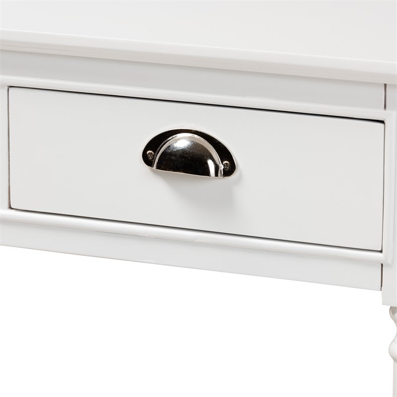 Bowery Hill White Finished Wood 3-Drawer Entryway Console Table