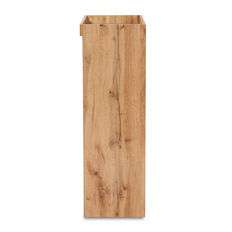 Bowery Hill Modern Two-Tone Grey and Oak Brown Finished Wood Shoe Cabinet