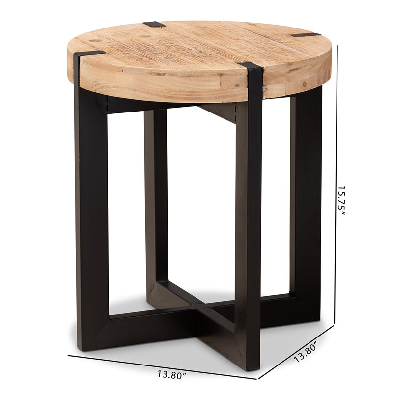 Bowery Hill Brown Finished Wood and Black Finished Metal End Table
