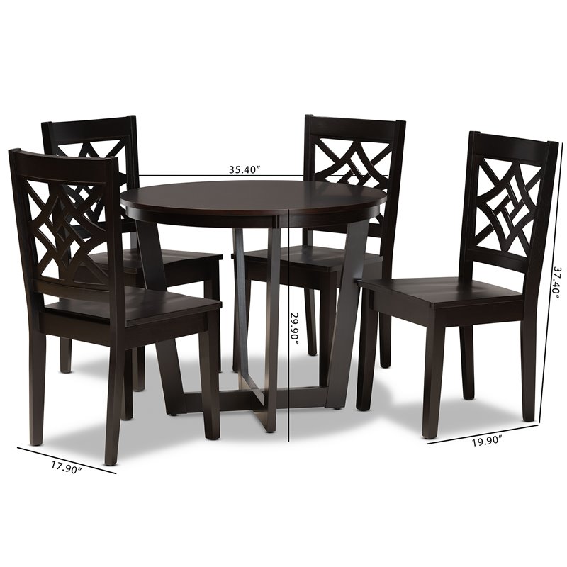 Bowery Hill Dark Brown Finished Wood 5-Piece Dining Set