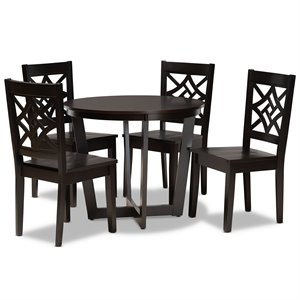 Bowery Hill Dark Brown Finished Wood 5-Piece Dining Set