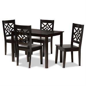 Bowery Hill Dark Brown Finished Wood 5-Piece Dining Set