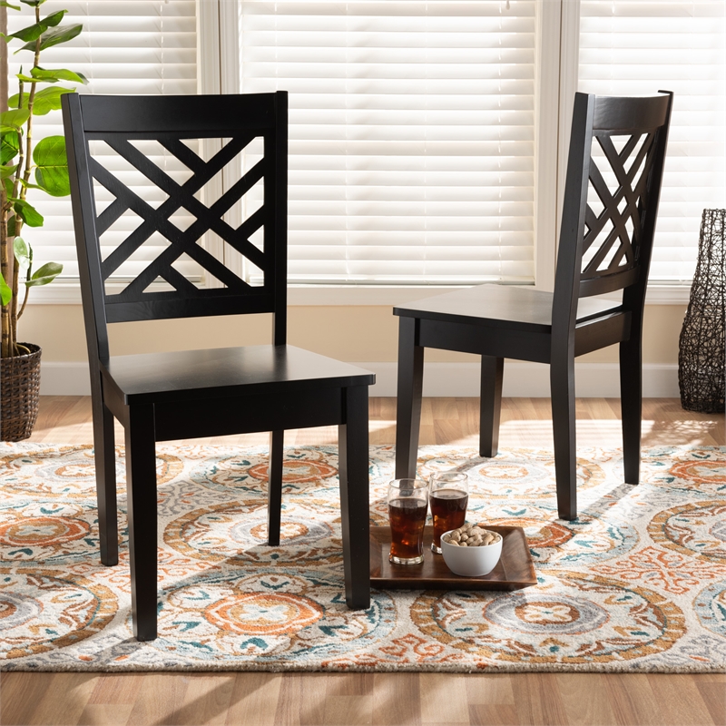 Bowery Hill Brown Finished Wood 2-Piece Dining Chair Set