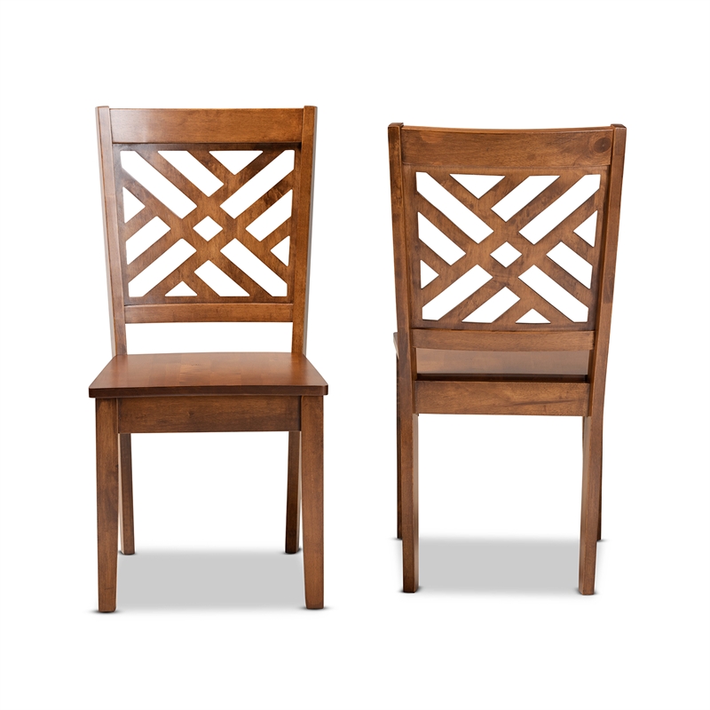 Bowery Hill Walnut Brown Finished Wood 2-Piece Dining Chair Set