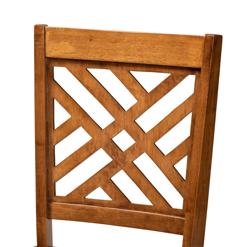 Bowery Hill Walnut Brown Finished Wood 2-Piece Dining Chair Set