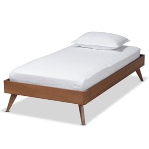 Bowery Hill Ash Walnut Finished Wood Twin Size Platform Bed Frame