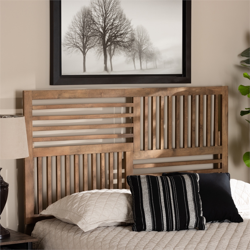Bowery Hill Modern Rubber Wood King Size Headboard in Walnut